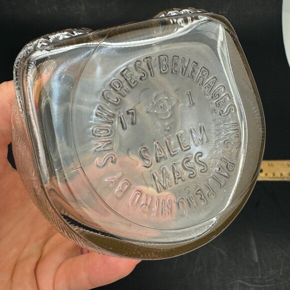 Vtg 1950s Clear Glass Bear Bank Snow Crest Beverages Salem Mass No Lid Top READ - Picture 8 of 13